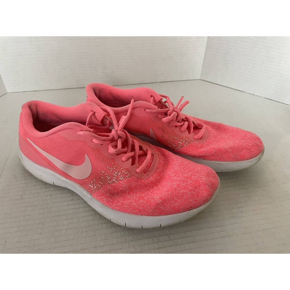 Nike Flex Contact Women Tennis Shoes Sneakers Pink White Knit Fabric 10